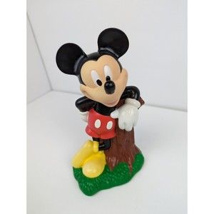 Disney Mickey Mouse Bank Piggy Coin Vintage Just Toys Plastic 8" with Stopper